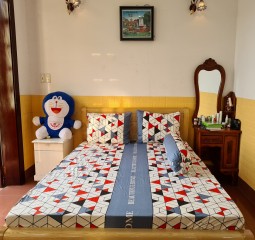 BỘ CHĂN DRAP 100% COTTON LỤA CAO CẤP 5 MÓN 1M8X2M HQ 720-1M8